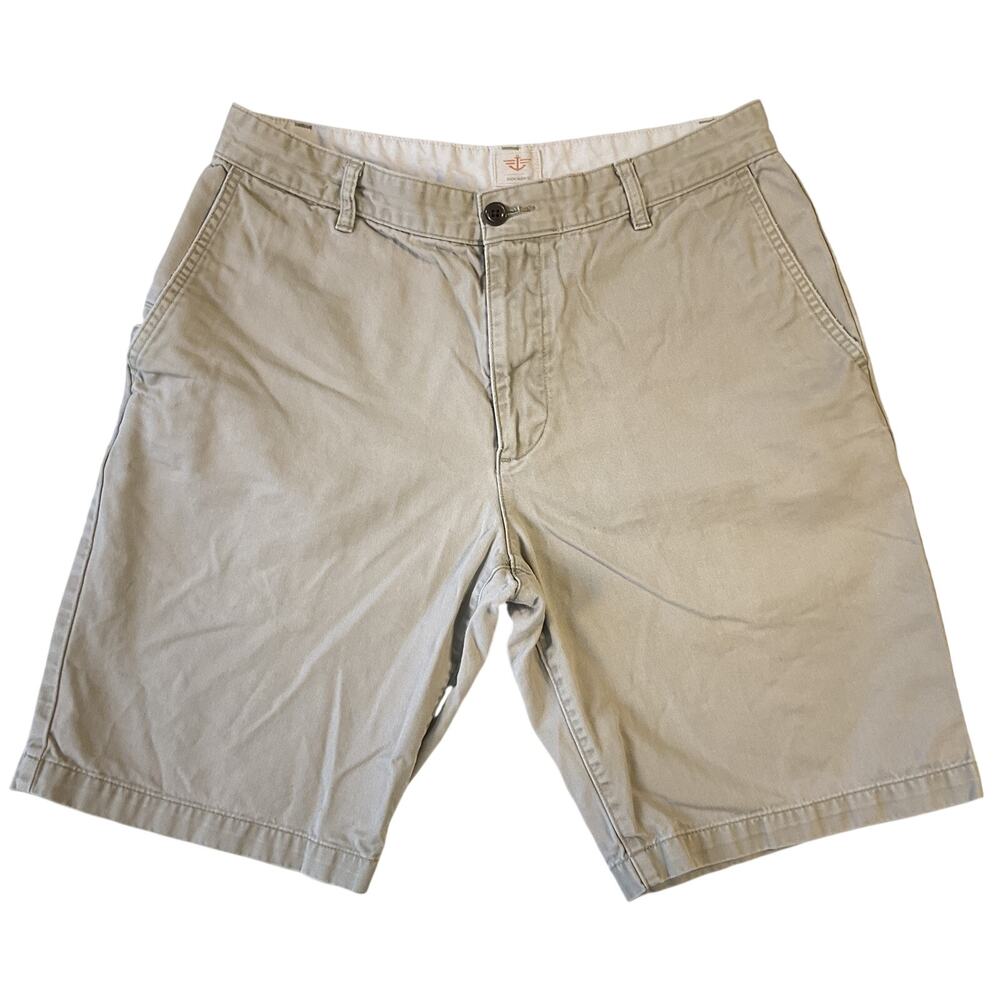 Dockers Men Shorts Size 32 Khaki Chino Twill Button 10" Inseam Flat Front